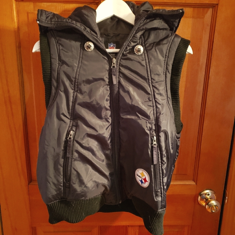 NFL Steelers Black Hoodie Vest Women's XL